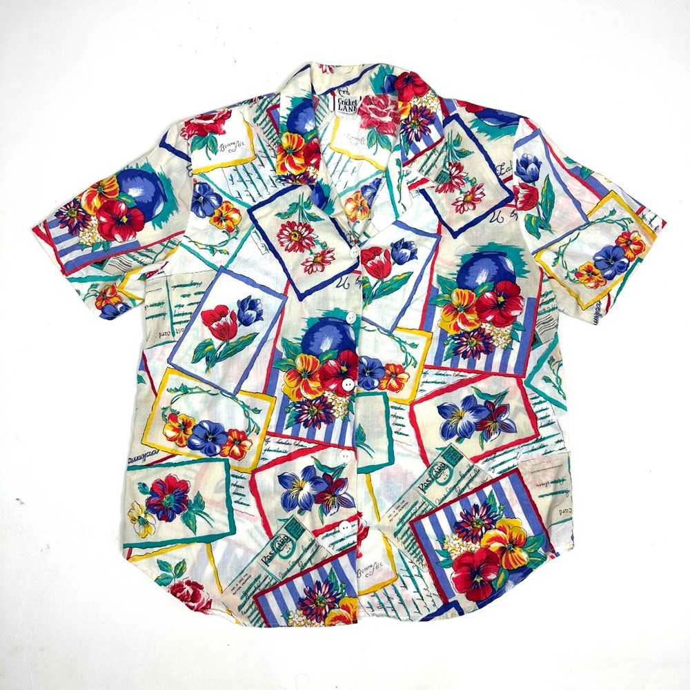 Vintage 80s Floral Button Up Shirt